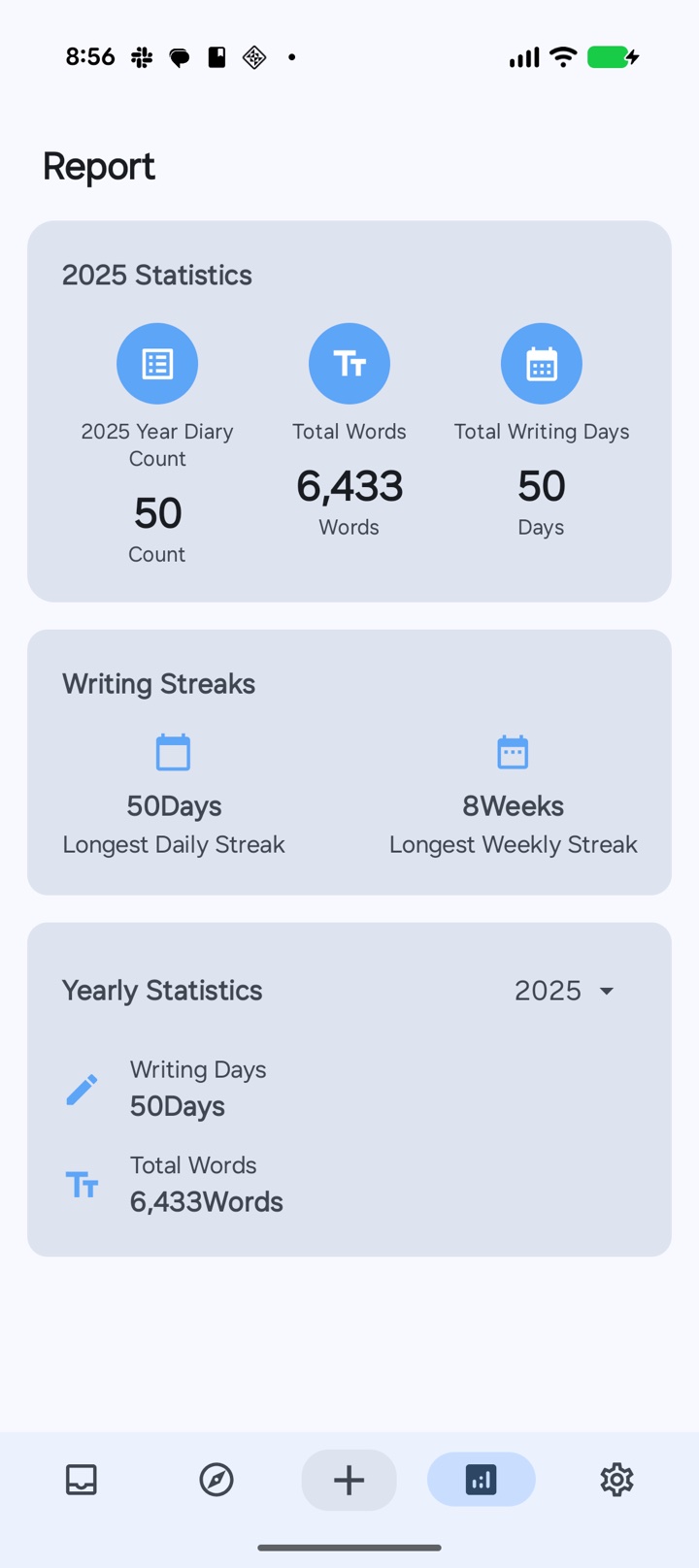 ONEDiary Gemini-powered AI diary report screen